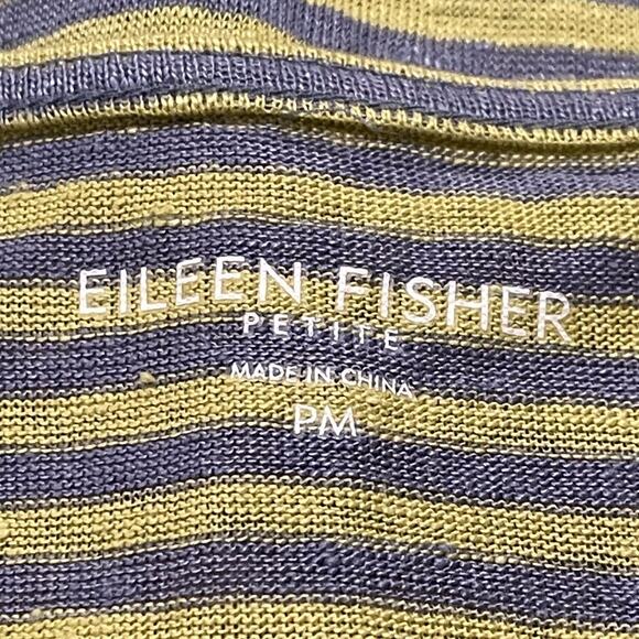 Eileen Fisher Dress Linen Minimalist Beachy Casual Boho Yellow Maxi Stripe MP - Picture 2 of 6
